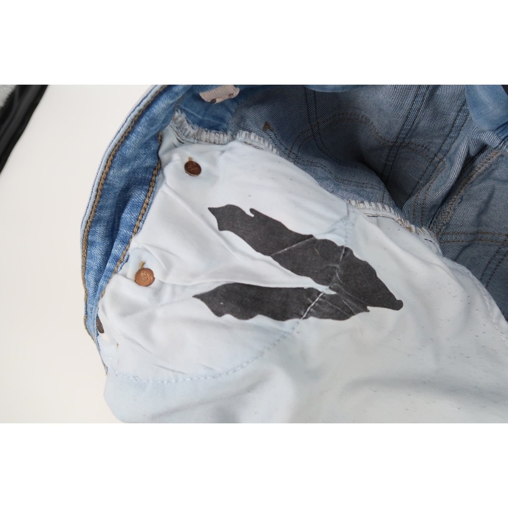Valabasas Patchwork Jeans Men 32 Blue Button Fly Streetwear Denim Stacked Flared - Picture 7 of 14